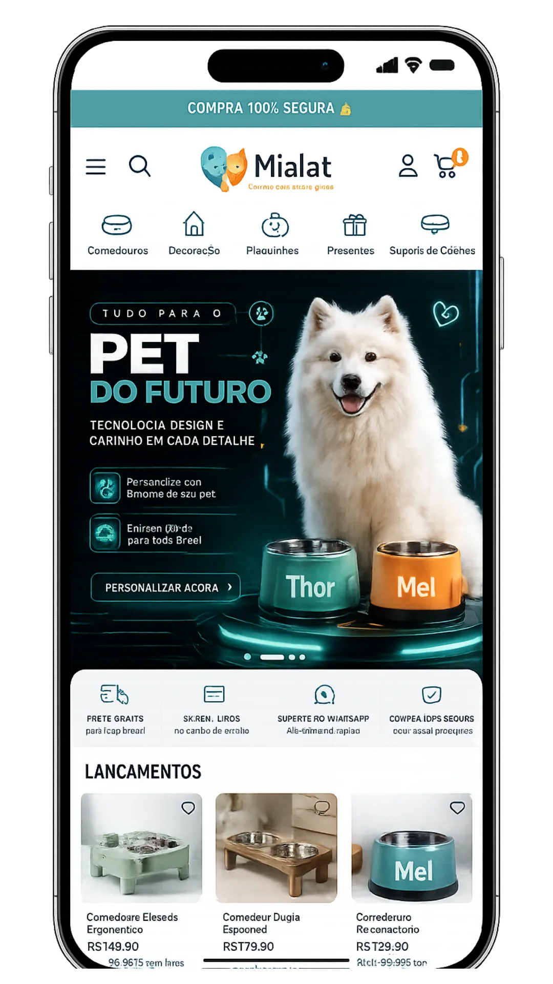 Loja pet Mialat no celular